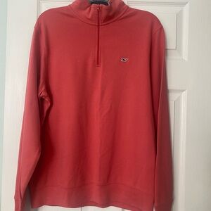 Vineyard Vines Men's Coral  Quarter-Zip Pullover